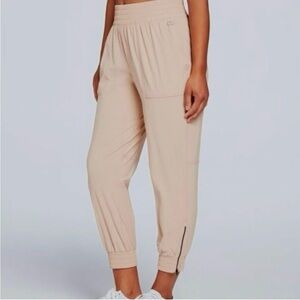 Calia ankle zip Joggers Tan Women’s S Athletic Athleisure Pull on Casual Relaxed